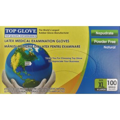 Top Glove Manusi examinare, marimea XL, latex alb nepudrate