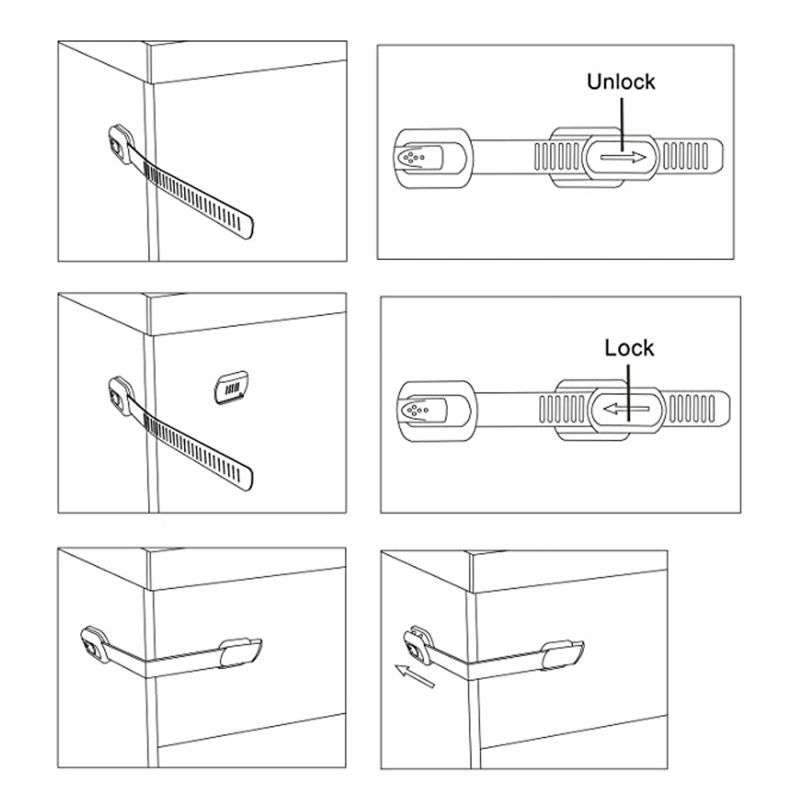 SIPO Curea incuietoare flexibila pentru dulapuri si sertare, x 6 buc